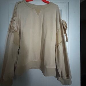 Mittoshop Cream Sweatshirt with Lace Details
